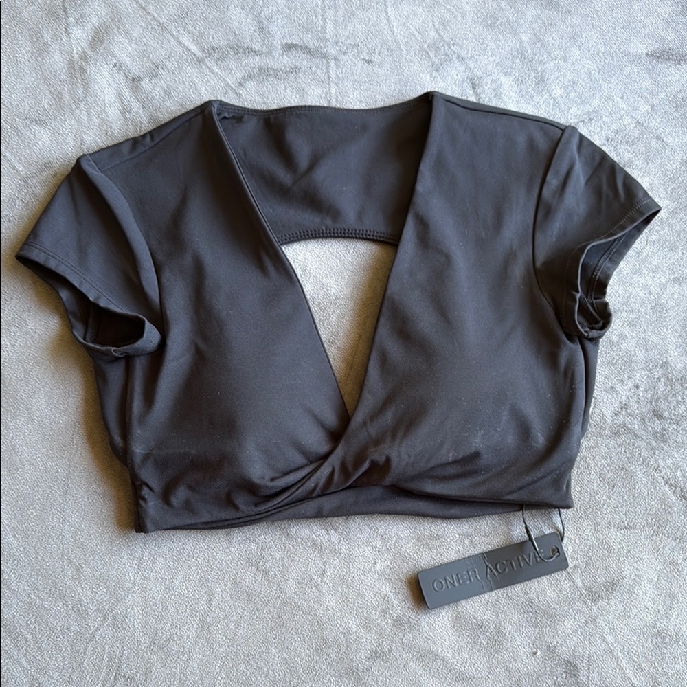 OneR Active Black Wrap-Front Women’s Top